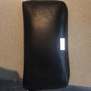Kate space black leather zip wallet